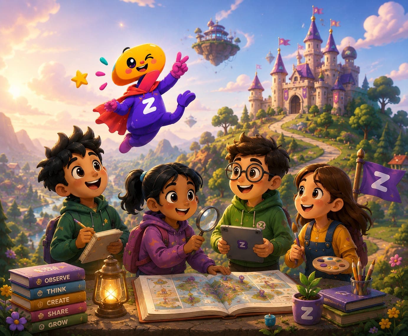Learning Quest Journey - Zed and kids exploring